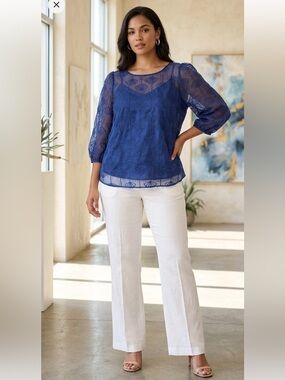 RW&Co. 3/4 sleeve sheer blouse